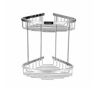 Large Wire Shower Caddy - Double Corner 2 Tier Basket with Solid Brass Rack for Bathroom Organization - Chrome Plated