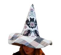 Large Witch Hat | Halloween Retro Quilt Role Play Witches Hat - Headpiece Decorative for Women Performers Stage Theater Themed Events Carnivals Christmas School Plays Party