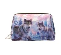 Large Wolves Family Printed Cosmetic Bag Portable Cosmetic Storage Bag Suitable for Travel and Business Trips