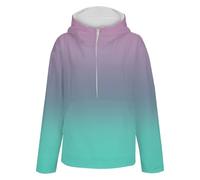 Large Women Long Sleeve Fleece Half Zip Up Casual Pullover Oversized Sweatshirt Tops Pockets Gradient Color Fall Fashion Casual Shirts Sweatshirts Loose Fitting Style Oversized Long (Mint Green, XXXL)