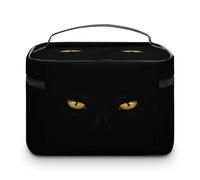 Large Women Makeup Bag, Train Toiletry Storage Case, Wash Bag Holder Zipper Pouch Cosmetic Organizer 9.8x7.5x5.9 in Print Yellow Scary Monster Isolated on Dark