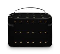 Large Women Makeup Bag, Train Toiletry Storage Case, Wash Bag Holder Zipper Pouch Cosmetic Organizer 9.8x7.5x5.9 in Print Yellow Scary Monster Isolated on Dark