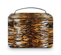 Large Women Makeup Bag, Train Toiletry Storage Case, Wash Bag Holder Zipper Pouch Cosmetic Organizer 9.8x7.5x5.9 in Print Tiger Skin Animal Texture