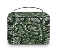 Large Women Makeup Bag, Train Toiletry Storage Case, Wash Bag Holder Zipper Pouch Cosmetic Organizer 9.8x7.5x5.9 in Print Snake skin Animal Texture