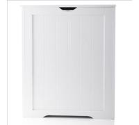 Large wood Shaker Style Laundry Clothes Bin Basket Hamper Storage White Bathroom Linen Clothes Box Cabinet (White)