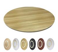Large Wooden 30in 40in Turntable Serving Tray for Dining Table 360° Swivel Round Tray in Light Walnut Finish Perfect for Entertaining and Serving.