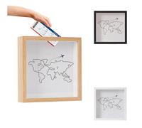 Large Wooden Adventure Keepsake Box (11.41in/30×30cm) | World Map Travel Memory Box with Slots, for Photos, Tickets, Coins & Souvenirs