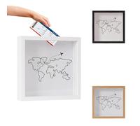 Large Wooden Adventure Keepsake Box (11.41in/30×30cm) | World Map Travel Memory Box with Slots, for Photos, Tickets, Coins & Souvenirs
