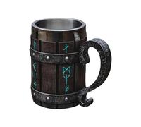 Large Wooden Beer Mug，Vintage Viking Cup，Rustic Cool Wood Stein Tankard Handmade Unique Coffee Mugs for Bar Restaurant Home Decor