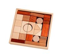 Large Wooden Blocks - 17x17x3.3cm Educational Learning Toy for Preschools, Natural with Safe Design, Building Set for Kids Toddler Baby Girls, Solid Wood, Storage Box Use