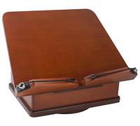 Large Wooden Book Stand with Carousel Base -Adjustable Book Holder with Storage Box and Magnetic Stand - 360° Rotate Wooden Book Organizer for Cookbook, Reading Book, Magazine, Laptop (Dark Cherry)
