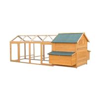 Large Wooden Chicken Coop with Run, Outdoor Backyard Poultry Hen Cage with Nesting Box, Asphalt Roof, Easy Cleaning