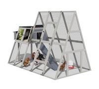 Large Wooden Chicken Coop with Run, Outdoor Hen House for 4-10 Chickens | 4.18 m² Run | A-Frame 2-Story | Bitumen Felt Roof | Fox & Badger Proof Mesh | External Nest Box | Ventilation | Ground Pegs