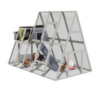 Large Wooden Chicken Coop with Run, Outdoor Hen House for 4-10 Chickens | A-Frame 2-Story | 4.18m² Run | External Nest Box | Fox & Badger Proof | Bitumen Felt Roof | Ventilation | Ground Pegs