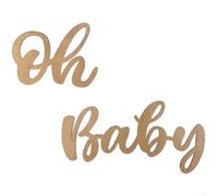 Large Wooden Decor 40x20cm for Photo Props(Log-colored Model) | Heartwarming OhBaby text, romantic heart shape, for ideal for weddings, Valentine's, baby showers