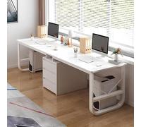 Large Wooden Desk for 2 People with Drawers Modern Home Office Writing Table Computer Desk for Study Spacious Workstation for Collaborative Work