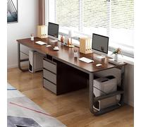 Large Wooden Desk for Two Modern Home Office Writing Table with Drawers Computer Desk for Study Spacious Workstation for Collaborative Work