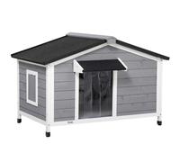 Large Wooden Dog Kennel for Outside 109L x 79W x 72H cm, Grey