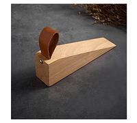 Large Wooden Door Stopper Non-Slip Security Wood Door Wedge with Leather Strap for Hanging Door Stopper 1Pack, in House Bedroom Office Living Room Hotel Cabin (Large)
