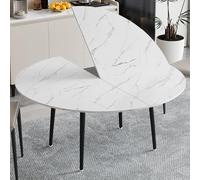 Large Wooden Foldable Round Dining Table - 220cm/86.6in Extendable Tabletop for 10 People Perfect for Outdoor/Indoor Use Food Serving Trays Included