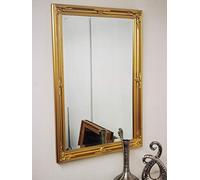 Large Wooden Frame Ornate Wall Mirror 60cm x 90cm Available Home, Living room, Home Decor (Gold)