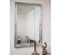 Large Wooden Frame Ornate Wall Mirror 60cm x 90cm Available in Silver Home, Living room, Home Decor
