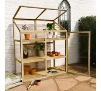 Large Wooden Growhouse With Twinwall Polycarbonate Glazing, Lift Up Lid, 3 Shelves - 4Ft X 2Ft (1.2M X 0.6M)