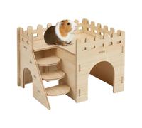 Large Wooden Guinea Pig House, Detachable Double-Tier Small Pet House | Detachable Hamster Playground Shelter for Small Animal Hedgehog Chinchilla Mouse Enrichment Boredom Climbing Play