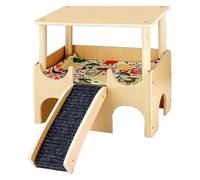 Large Wooden Guinea Pig House with Ramp, Hamster House Toy, Double Layer, Hiding Place for Gnome Hamsters, Gerbils, Degus Spiny Bits, 38 x 35 x 25.6 cm