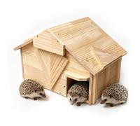 Large Wooden Hedgehog House Outdoor - Handcrafted Solid Wood Nesting Box & All-Weather Shelter, Natural Cozy Habitat for Garden, Easy Assembly Wildlife Home Decor