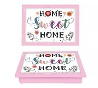 Large Wooden Home Sweet Home Lap Tray With Bean Bag Soft Padded Cushioned Laptop, TV, Breakfast, Dinner, Food, Lightweight Portable Home Office Easy Serving