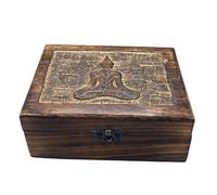 Large Wooden Keepsake Box 20x15x7.5cm - Buddha KDMD Brown One Size