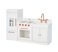 Teamson Kids Little Chef Paris Modular Contemporary Interactive Wooden Play Kitchen with Refrigerator, Oven, Sink, and Storage Space for Easy Clean Up, White with Rose Gold Finishes