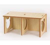 Large Wooden Pet House, Natural Solid Wood Small Animal Hideout with Circle and Bear Head Peek Holes, Cozy Habitat Accessory for Hamsters, Rabbits, Guinea Pigs, Chinchillas (style 7)