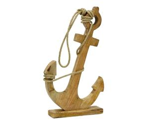 Large Wooden Ships Anchor Ornament on Stand | Rustic Nautical Anchor with Jute Rope for Coastal Home Decor and Beach Style Interiors - 51cm