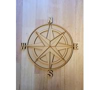 Large Wooden Ships Compass Nautical Sea Sign Wall Door Hanging Plaque - 6 mm MDF Ready to paint (40cm)
