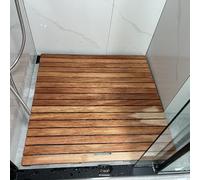 Large Wooden Shower Mat AntiSlip Slatted Bath Duckboard for Bathroom & Indoor Use Natural Wood Floor Pedal 80 x 90 cm WaterResistant Stylish & Durable