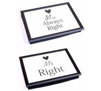 Large Wooden Soft Padded Cushioned Bean Bag Lap Dinner Laptop Food TV Tray Home Bedroom Office Kitchen Trays (Mr & Mrs Cream)