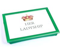 Large Wooden Soft Padded Cushioned Bean Bag Lap Dinner Laptop Food TV Tray Home Bedroom Office Kitchen Trays (Her Ladyship Design)