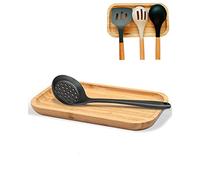 Large Wooden Spoon Rest, 9.7'' Stove Top Bamboo Spoon Holder, Kitchen Counter Cooking Utensils Rest, Farmhouse Small Food Serving Tray for Spatulas, Spoons,Turners, Ladles and Teaspoons
