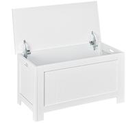 Large Wooden Toy Storage Box Chest with Lid Safety Hinges Organiser Bench White