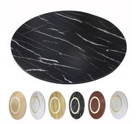 Large Wooden Turntable Tray 30in 36in 40in 360° Swivel Serving Tray for Round Dining Table Marble like Black Finish Perfect for Entertaining and Serving