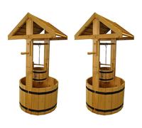 Large Wooden Wishing Well Garden Planters (Set of 2)