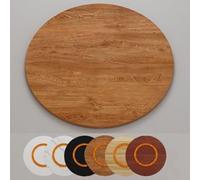 Large WoodenServing Tray - Round Rotating Tabletop Platter in Oak Color Available in 50cm to 100cm Ideal for Dining Room and Kitchen Use.
