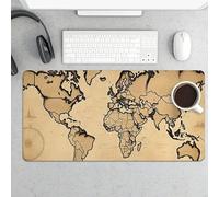 Large World Map Desk Mat 24x12 Inch Waterproof Non-Slip Rubber Desk Pad for Office Home Gaming Remote Work Foldable Portable Mousepad for Keyboard Laptop Desktop Accessories