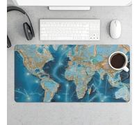 Large World Map Desk Mat 24x12 Inch Waterproof Non-Slip Rubber Desk Pad for Office Home Gaming Remote Work Foldable Portable Mousepad for Keyboard Laptop Desktop Accessories