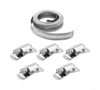 Large Worm Gear Adjustable Hose Clamp Kit with Stainless Steel Strap and Fasteners for Use in Automotive Marine Industrial and Household Applications (A)