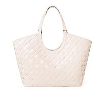 Large Woven Tote Bag for Women, Braided Shoulder Bag Designer Tote Purse Top-Handle Handbag Vegan Leather Under Arm Bag, Cream Beige