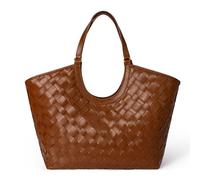 Large Woven Tote Bag for Women, Braided Shoulder Bag Designer Tote Purse Top-Handle Handbag Vegan Leather Under Arm Bag, Brown