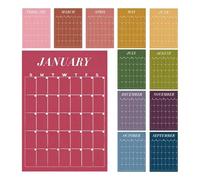 Large Writing Space Calendar Set for Monthly Planning, Sunday Start Layout, Gentle Color Themes, Study Room Wall Display Monthly Planner Poster Sunday Start Study Schedule Classroom Organizer Pastel